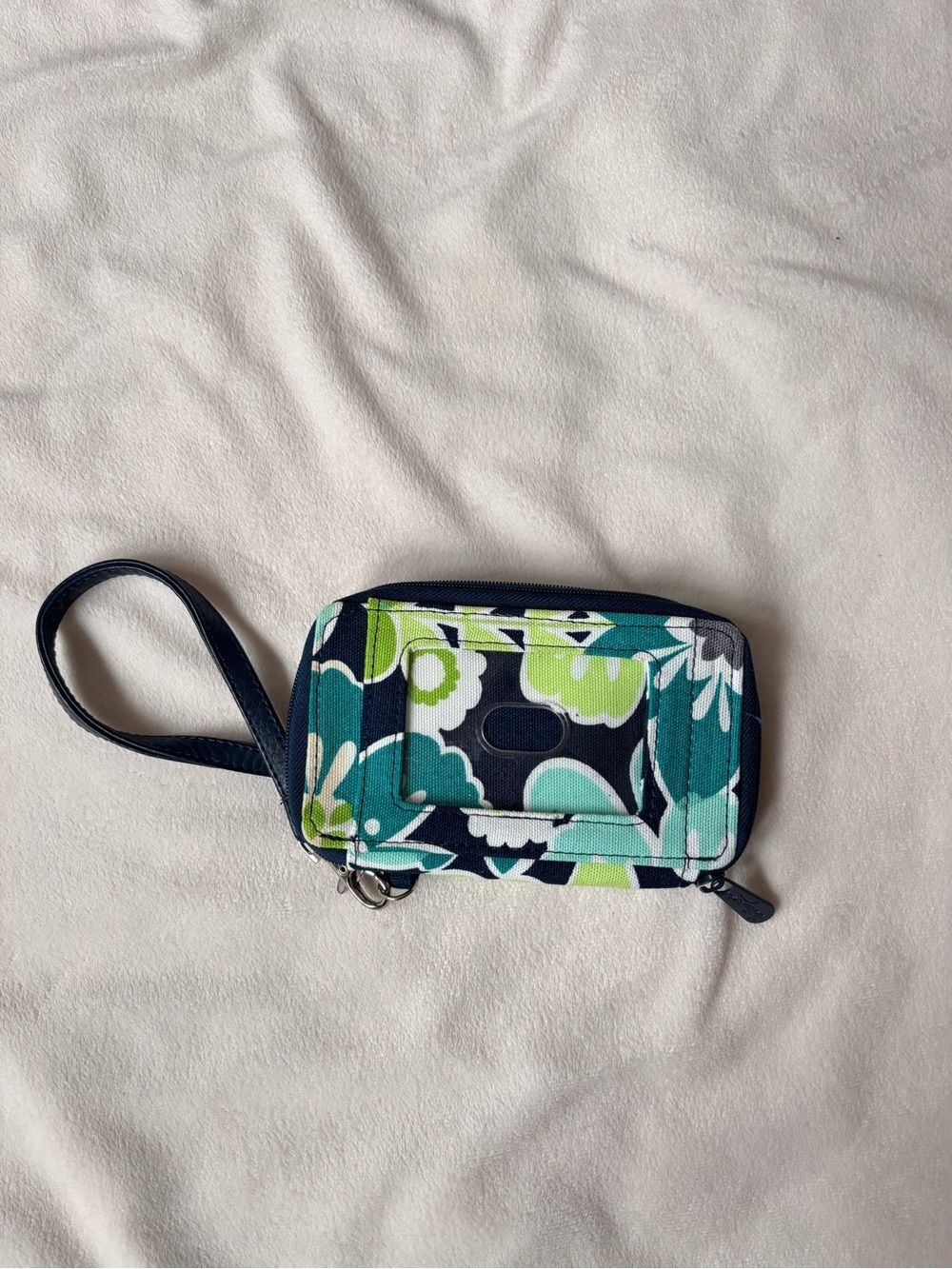 thirty-one Floral Wristlet in Teal, Navy, and Lime